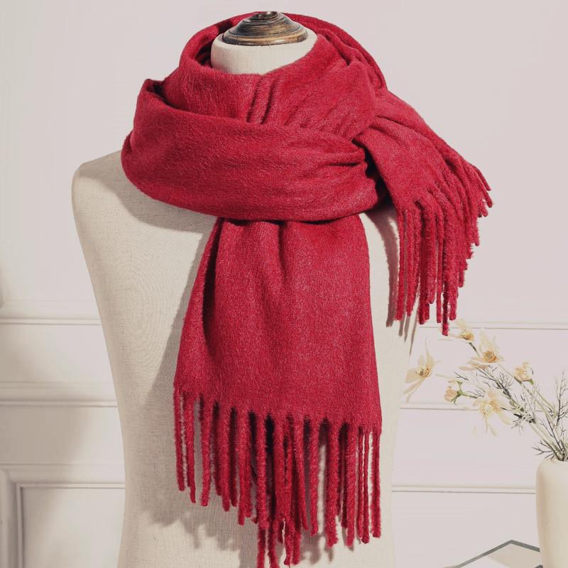 Imitation cashmere scarf women's autumn and winter mink hair men's scarf light luxury high-end sense solid color scarf Korean atmosphere sense