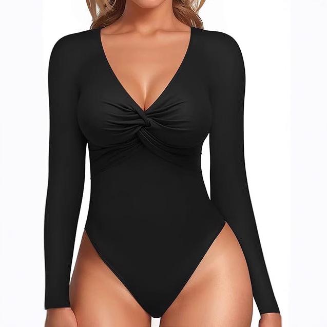 Body da Donna Scollo a V Profondo con Nodo Modellante Manica Lunga - Collezione Autunno/Inverno 2025