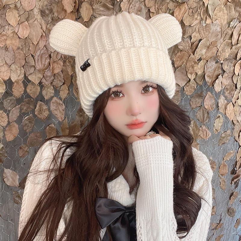 Fisherman knitted hat children autumn and winter plush retro wool hat warm ear protection big head circumference cold hat men's headgear hat