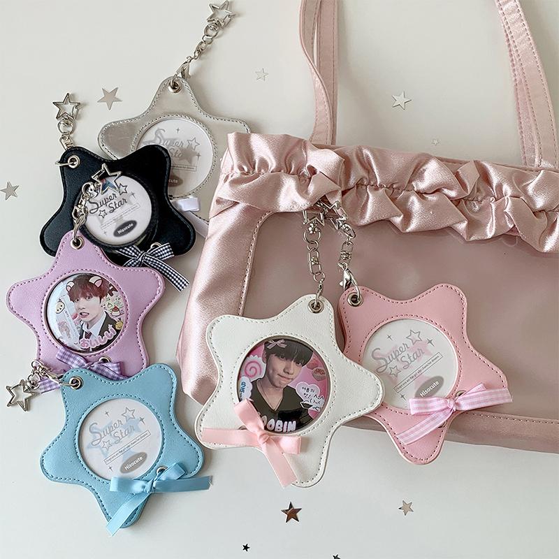 Korean Style Fashion Stars Photo Card Holder Cute Girl Idol 3-Inch Photo Storage Cartoon Backpack Decoration Keychain Gift
