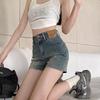 Women's High Waist Retro Denim Shorts - Plus Size Slimming A-line Hot Pants