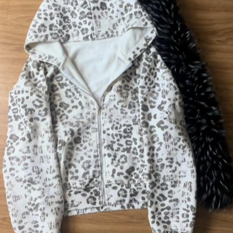 European and American Autumn and Winter Retro Y2k Men's and Women's Personalized Street Trend Printed Hooded Zipper Sweatshirt