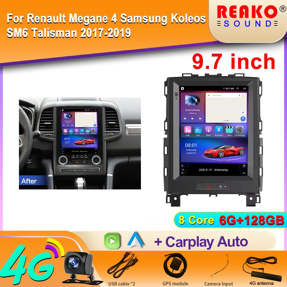 9.7 Inch  Android For Renault Koleos Megane 4 Samsung SM6 Talisman 2017-2019 Multimedia 4G Wifi Navigation Display