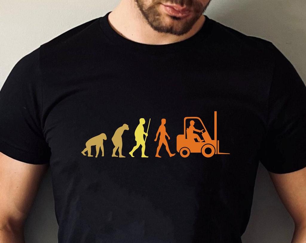 Evolution of Man T-Shirt Funny, Forklift Operator Shirt, Fork Lifter Shirt Forklifting Birthday Gift Family Presents Christmas Xmas Tee Tops