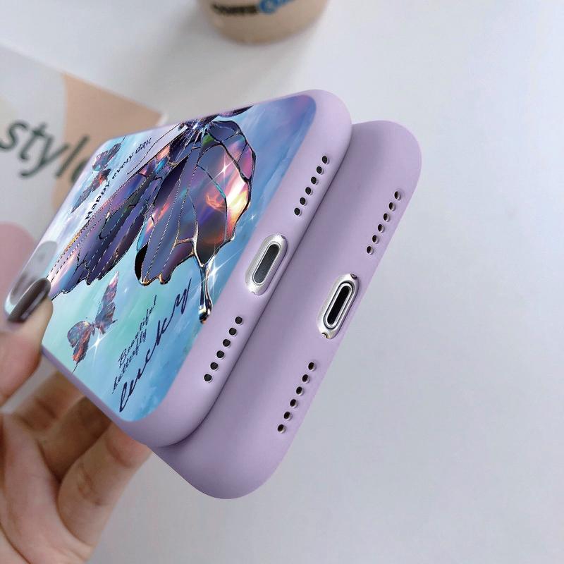 Butterfly Soft Silicone Case For Redmi Note 13 Pro 13C 14 Poco C65 Samsung A55 M35 S24 Xiaomi iPhone Huawei Honor 200 Realme 9 Camera Shockproof Cover