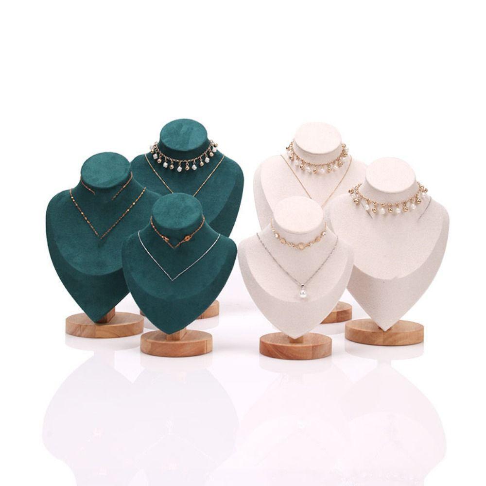 Velvet Jewelry Storage Rack Wooden Neck Display Props High Quality Display Model  Necklace