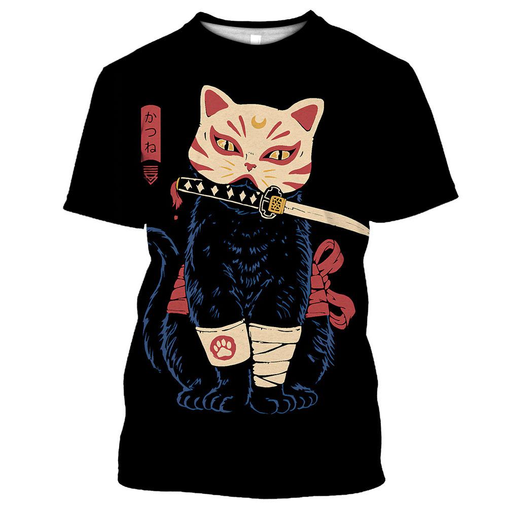 Uomo Donna Top Samurai Cartoon Animal 3D Printing Tees T-shirt streetwear a maniche corte fresca stile Harajuku divertente quotidiana