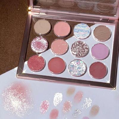 12-Farben Transparente Lidschattenpalette: Erdtöne & Glitzerndes Rosa, Ideal für Influencer & Studenten, Trend auf Social Media