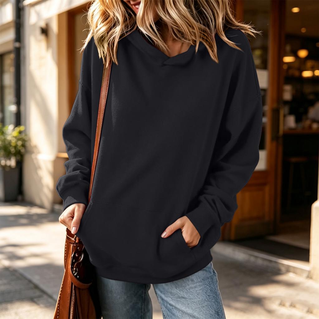 Women's Color Long Sleeve Pullover Sweatshirt for Casual Everyday Fashion