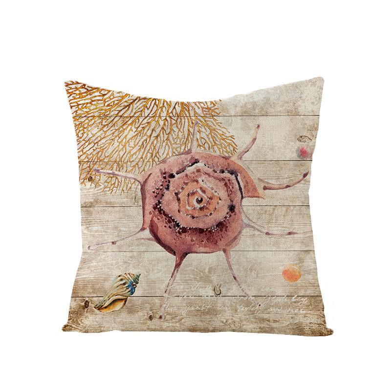 New Retro Style Polyester Pillow Cover Conch Shell Printed Cushion Pillow Cover Home Furnishings