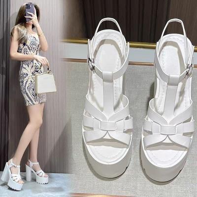 Thick-soled Roman Sandals Women's Summer 2025 New Women's Thick-heeled Waterproof Platform Thick-soled High-heeled Shoes Open-toed Fish-mouth Shoes