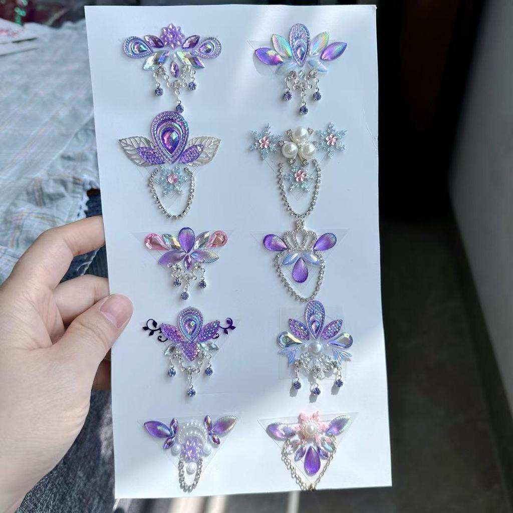 Princess Makeup Tassel Stickers – Kids' Ancient Costume Eyebrow Decorations for Stage Performances