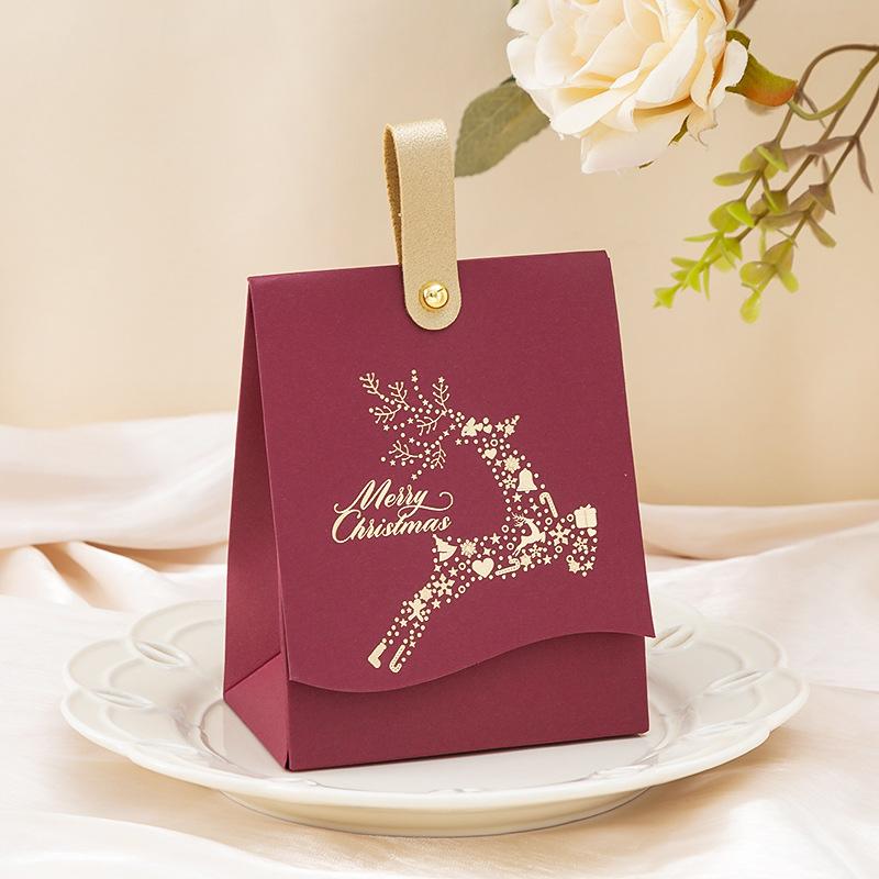 Christmas Candy Bags and Gift Boxes, T015 Christmas Wine Red Design, 2 Pack, Holiday Party Favors