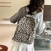 Lightweight Leopard Print Backpack Corduroy Students Daypack Students School Bag  Work