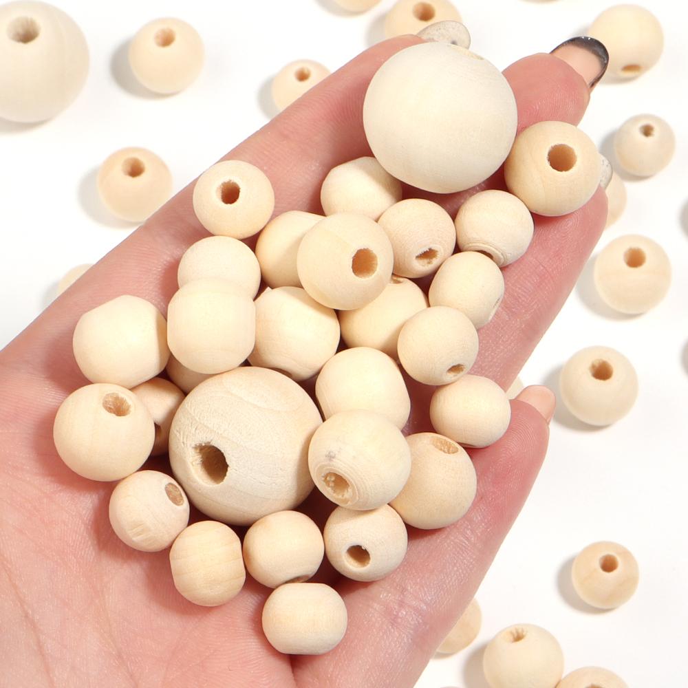 10-100pcs/lot 6-30mm Colorful Round Wooden Beads Loose Spacer Ball Wood Beads For DIY Phone Chains Bracelet Jewelry Accessories