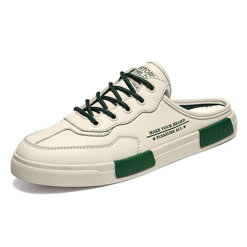 

Модные черные летние новые мужские тапочки, брендовая удобная повседневная обувь для мужчин, модные плоские кроссовки высокого качества, полутапочки, большой размер 45 38 зелёный