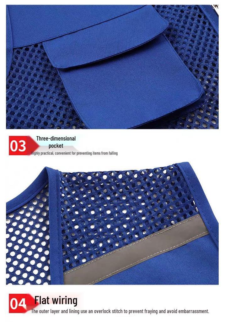 Children's Custom Multi-Pocket Mesh Activity Vest with Logo for Summer