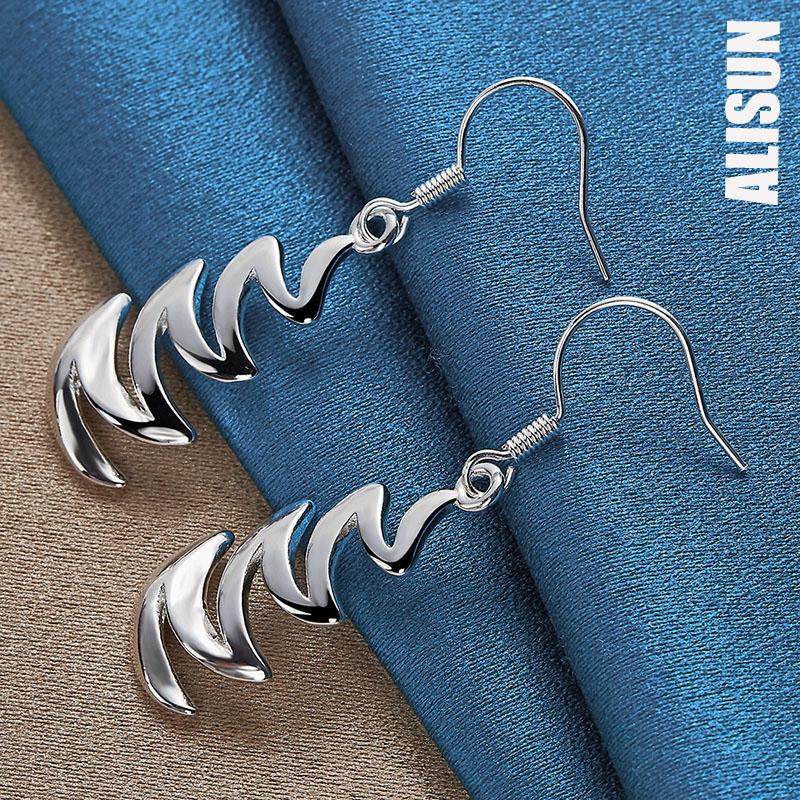 925 Sterling Silber Halbmond Anhänger Piercing Ohrringe Modischer Hochzeitsschmuck