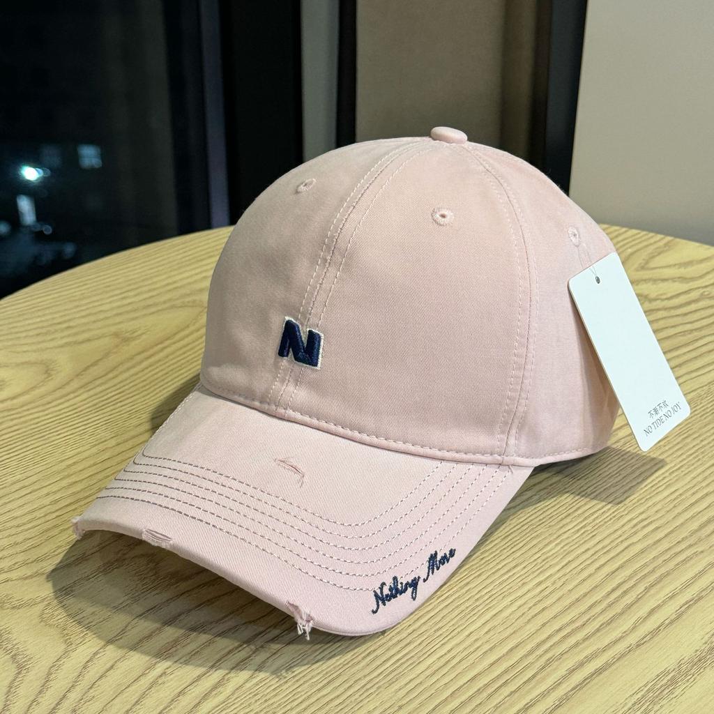 New Trendy Brand Letter Embroidery Frayed Baseball Hat for Women Casual Fashion Versatile Sun Visor Peaked Hat for Men