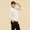 CHALLENGER Men'S Soft Touch Contrast Y-Collar Knit Pullover White