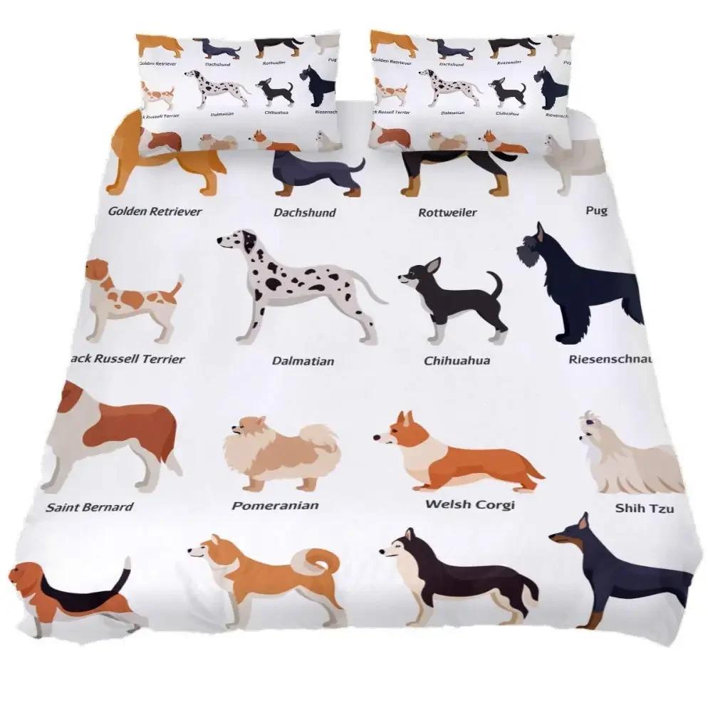 Dachshund Duvet Cover Collection Cartoon Style Dachshunds King Size Bedding Collection For Dog Lovers Kids Teens 23Pcs Twin Comforter Cover
