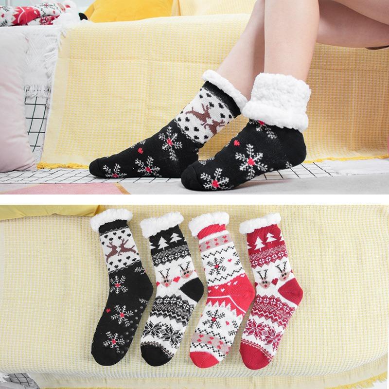 Thickened and Flannel Warm Floor Socks for Women, Autumn and Winter Sleeping, Warm Foot Socks, Anti Slip Plush Foot Covers