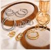 Waterproof Chunky Circle Hoop Earrings For Women, Gold Plated Stainless Steel Loop Earring 25/42/50/63mm