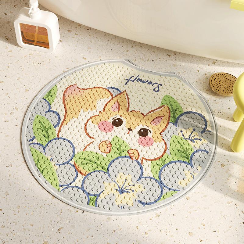 

Специальный нескользящий коврик для ванной комнаты, круглый коврик для душа, противоскользящий коврик с присоской для массажа ног в душевой комнате round notch 55 * 55cm