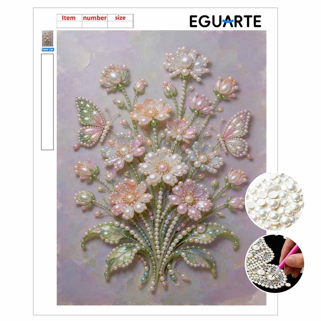 DIY 3D Pearl Diamond Painting Art Set Home Decor Flower And Butterfly Art Set Wall Art