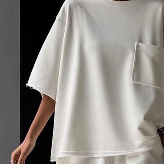 Women's Casual 2 Piece Outfit Crew Neck Short Sleeve Top Elastic Waist Shorts Set