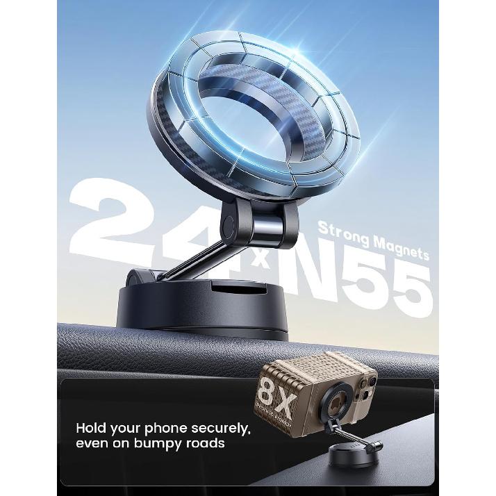 Lamicall For Magsafe Car Mount [70LBS Powerful Suction] Magnetic Phone Holder For Car, 360° Rotation Suction Cup Phone Mount Dashboard & Windshield