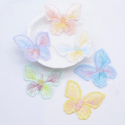 12Pcs 50*40mm Mirage Embroidered Mesh Butterfly Appliques for Clothes Hat Sewing Patches DIY Headwear Hair Clips Bow Accessories