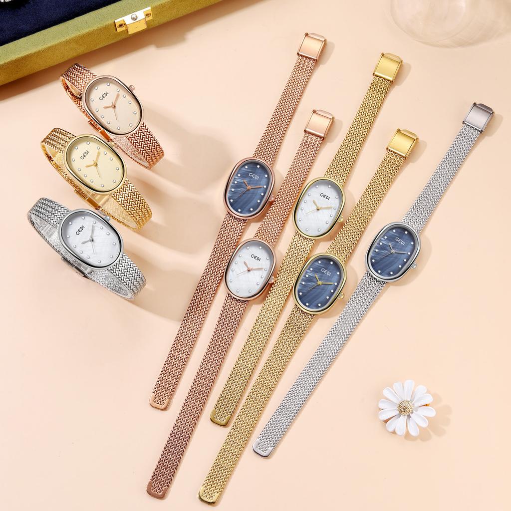 Light Luxury Fritillary Oval Watch Women'S Niche High-End Alloy Waterproof Women'S Watch