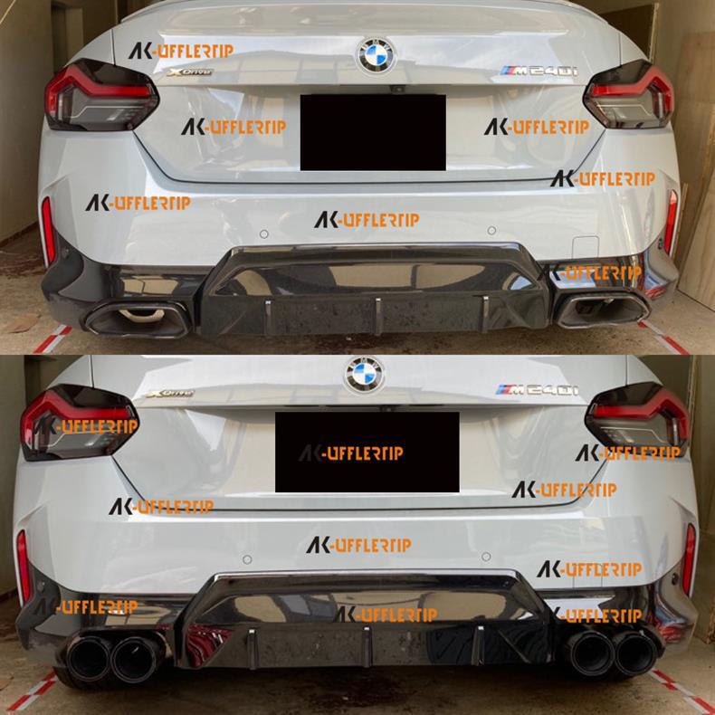 Carbon Fiber Stainless Steel Black Quad Exhaust Tips for BMW M240/M340/M440i/330