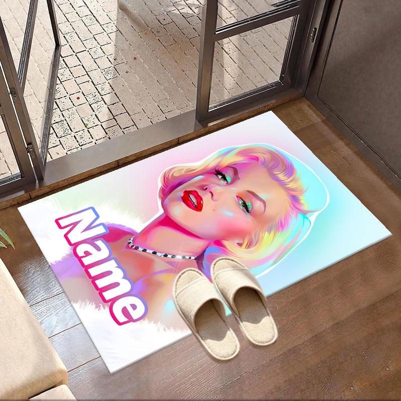 Custom Name Personalized Marilyn Monroe Print Carpet, Versatile Home Decor Rug, for Playroom, Apartment, Balcony, Entryway, Hallway Gift