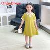 Girl Polo Dress Summer Girls Casual Pure Color Polyester Breathable