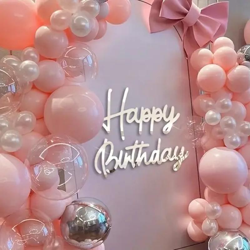 Happy Birthday 3D Letter Mirror Wall Stickers Acrylic Signature Birthday Party Decoration Background Wall Photo Home Decor