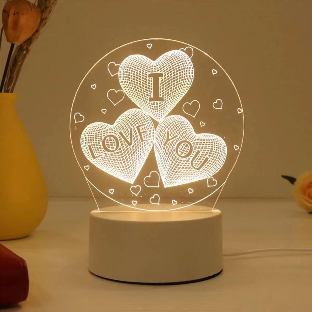 1pc Creative Acrylic LED Night Light, Bedroom Bedside Table Lamp, Holiday Event Gift, Energy-Saving Decorative Lighting