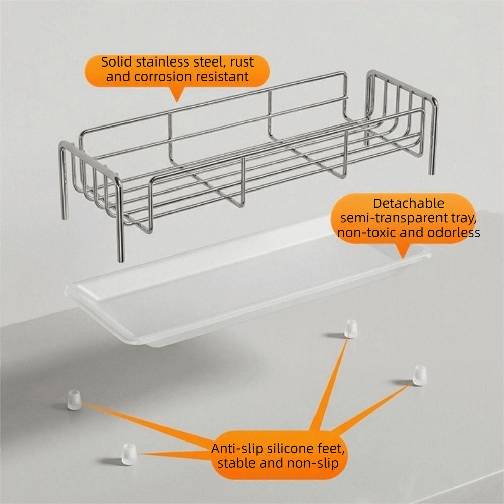 Stainless Steel Sink Drain Rack Large Capacity Soap Sponge Holder  Bathroom