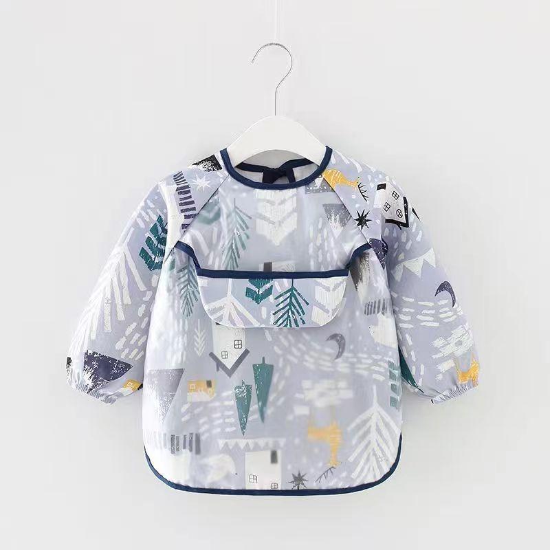 Cartoon Animal Waterproof Baby Apron for Infant Long Sleeve Children Feeding Scarf Apron Smock Bandana Bibs Burp Cloth