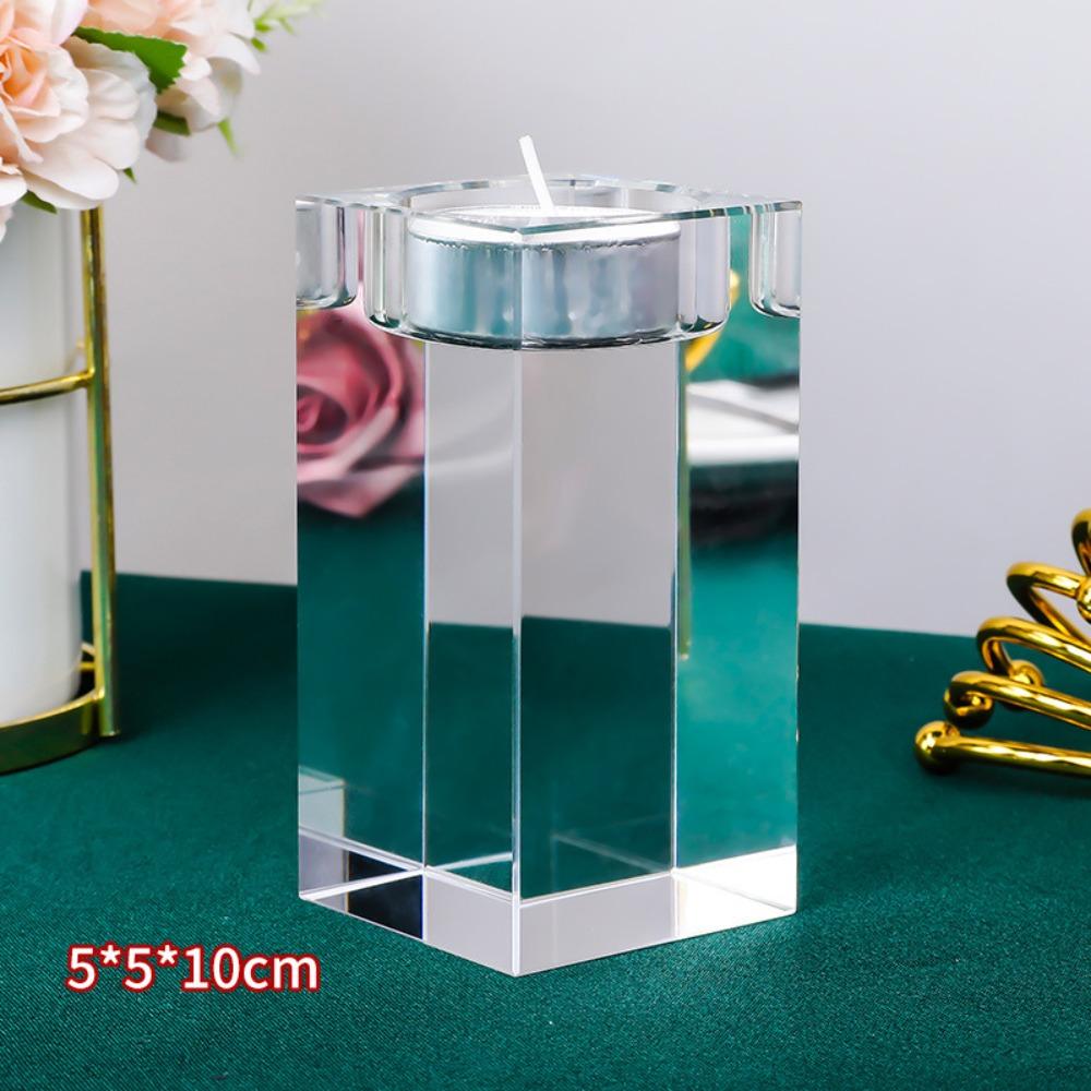 Modern Crystal Candle Holders Glass Butter Lamp Holder Creative Candlestick Ornaments  Indoor