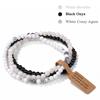 3Pcs/set Natural Green Stone Bracelet 4mm Moss Agates Black Onyx Cat Eye Beads Elastic Bracelets For Women Men Simple Jewelry