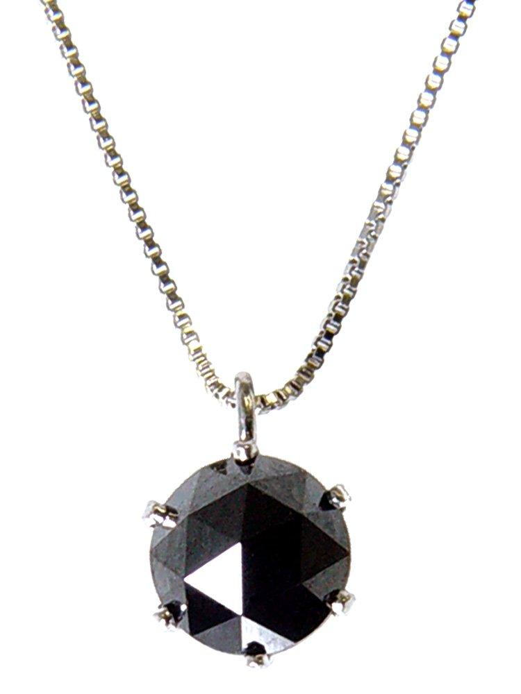 

и Мои украшения Платиновое колье с подвеской с крупным каратным натуральным черным бриллиантом [Ваша коробка] 0.5 Огранка «роза» (Камень апреля) чёрный