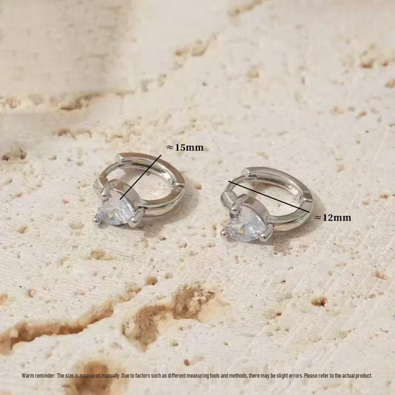 Elegant Cross Heart Zirconia Earrings: Light Luxury, Versatile for Autumn/Winter, High-End Small Niche Ear Cuff