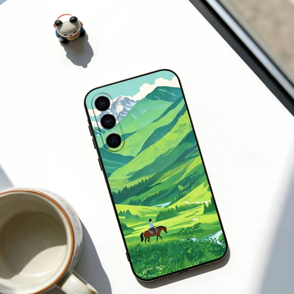 Grassland Phone Case For Samsung Galaxy A73,A72,A71,A70,A53,A52,A51,Others Soft Black Cover