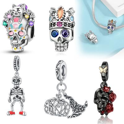 Copper Charms Flower Skull Pendant For Dangle Pendant Bead Jewelry Beads  New Gifts For Women