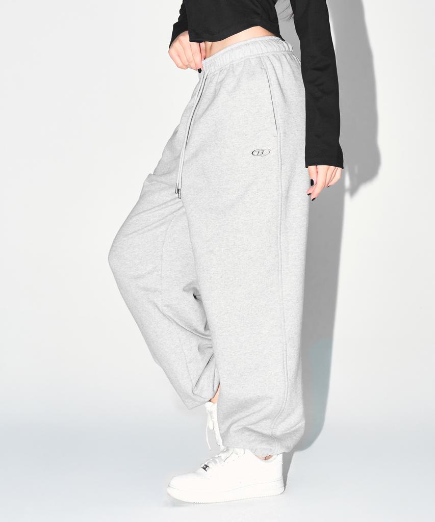 BORN TO WIN W Semi Wide Sweat Jogger Pants [Melange Grey]