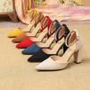 Plus Size Chunky Heel Pointed Toe Suede Sandals for Women