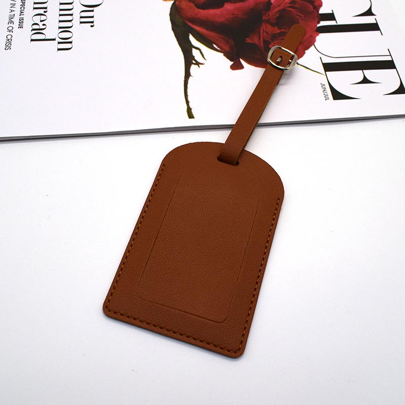 Customizable PU Leather Luggage Tag with Hardware Buckle & Signature Paper