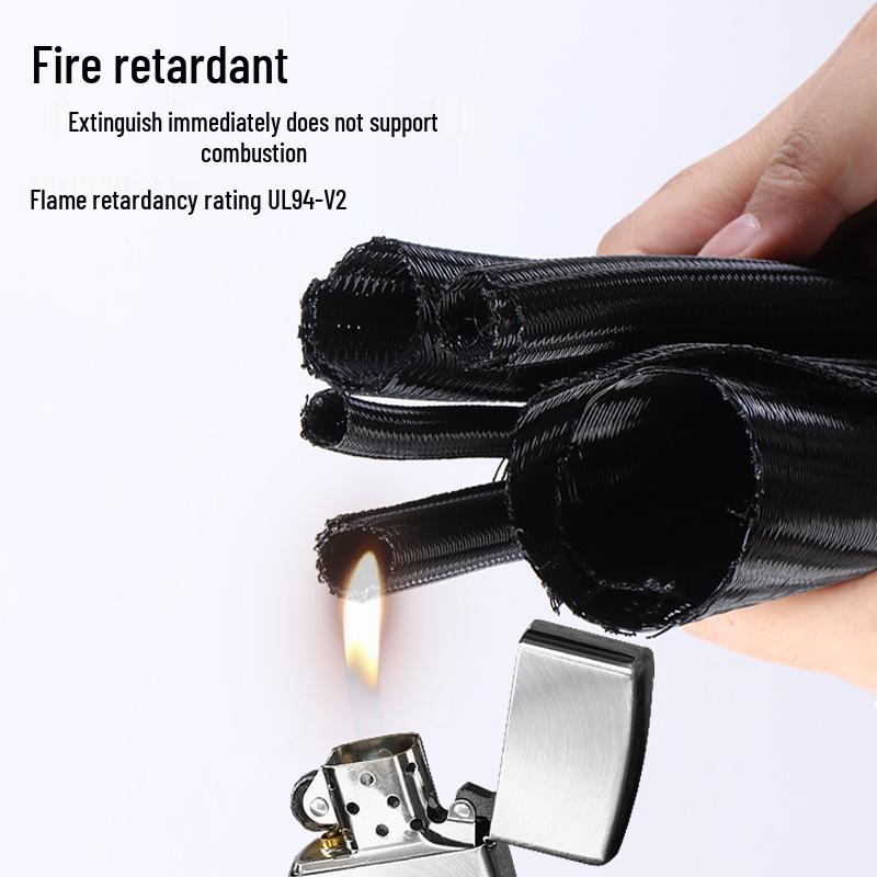 Flame Retardant Fireproof Self-Wrapping Braided Wire and Cable Sleeve for Storage and Organization